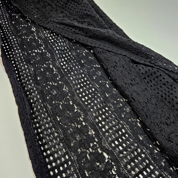 BECCA Black Crochet Lace Side Split Leg Lounge Beach Coverup Pants Small - Picture 7 of 7